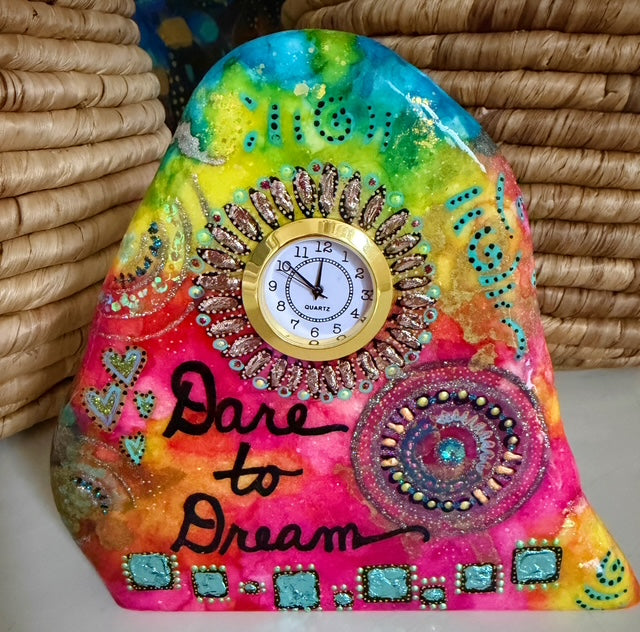 Marble Desk Clock: Dare To Dream