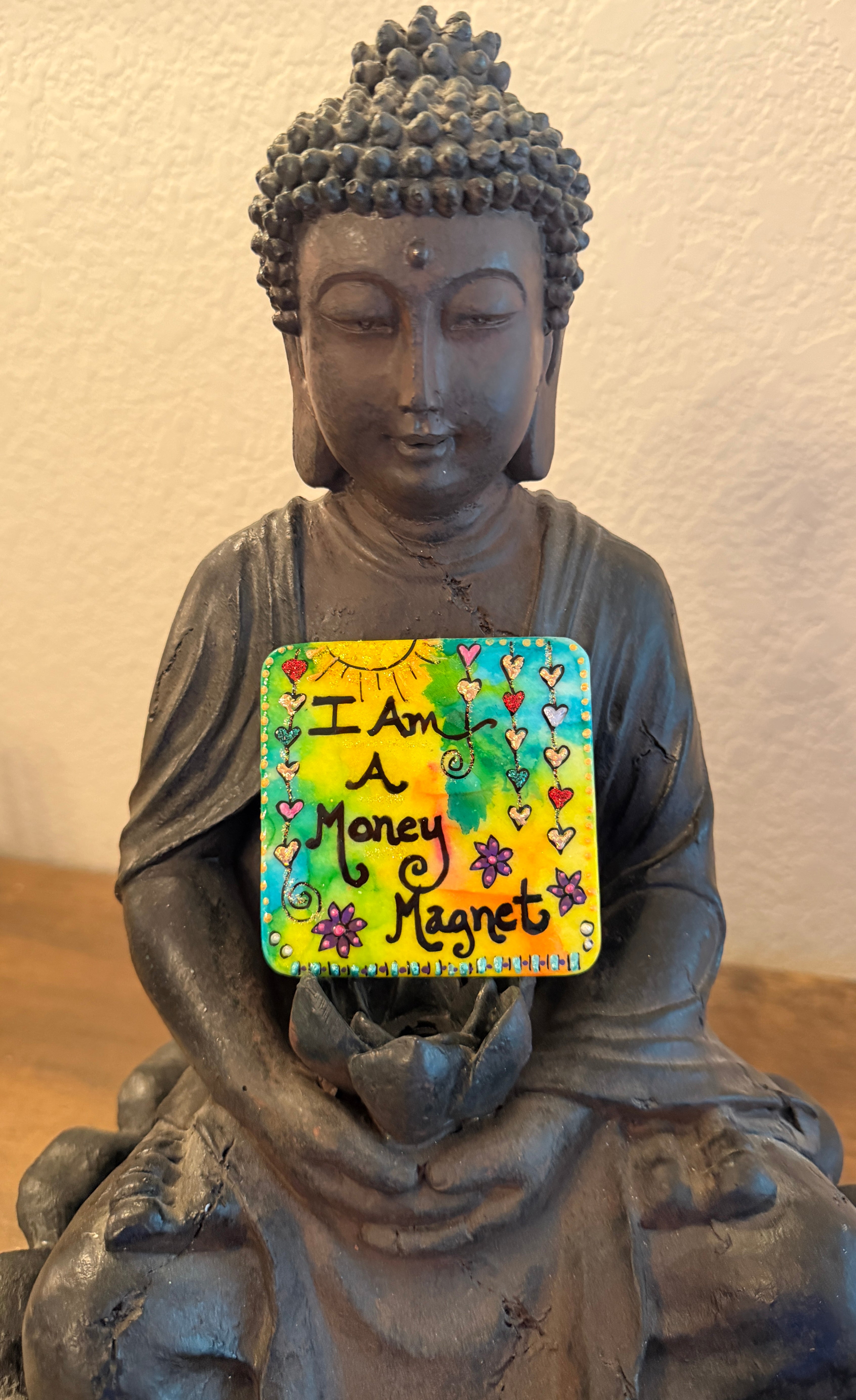 Greek Marble Magnet: I Am A Money Magnet