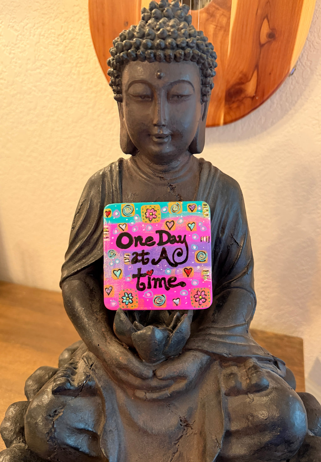 Greek Marble Magnet: One Day at a Time